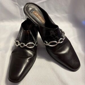 BRIGHTON Twiggy Chocolate Leather Comfort Mules Women’s Size 9.5 N